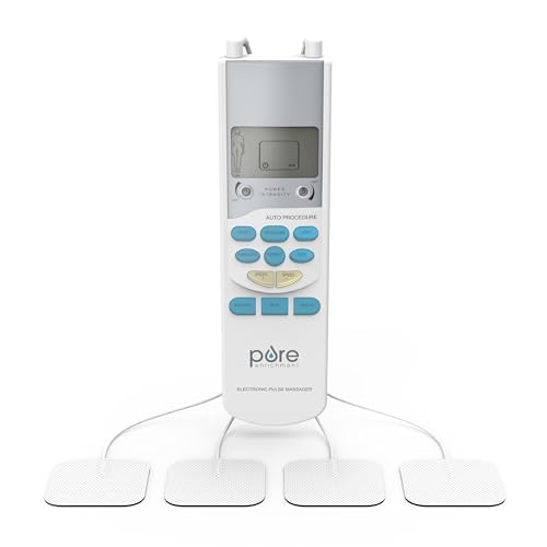 Pure Enrichment® PurePulse™ TENS Electronic Pulse Stimulator - Muscle Relief & Massager; 2 Channels, 4 Electrode Pads, Easy Controller with 6 Programs & 3 Massage Modes for Back, Neck & Shoulder Pain