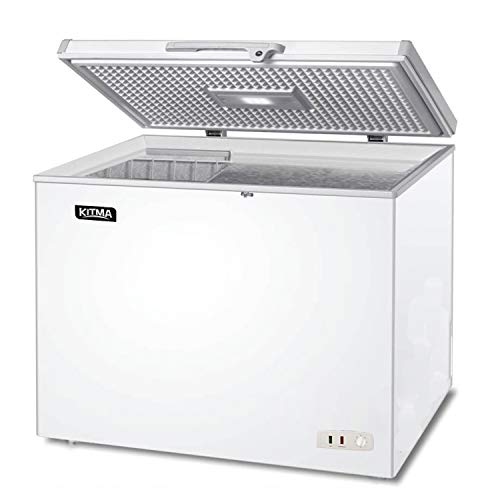 KITMA Commercial Top Chest Freezer 9.6 Cu. Ft. Deep Ice Cream Freezer with Adjustable Thermostat, Compact Refrigerator, White