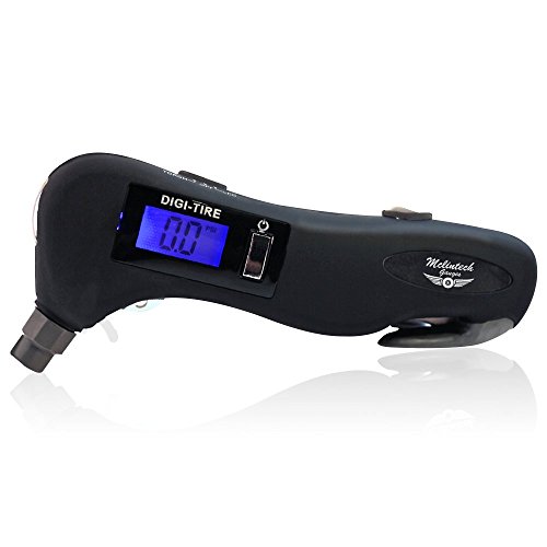 Mclintech Tire Gauge on Amazon 5 in 1 Tire Pressure Gauge - Safety Hammer, Flashlight, Seatbelt Cutter, Red Safety Light and Tire Pressure Gauge