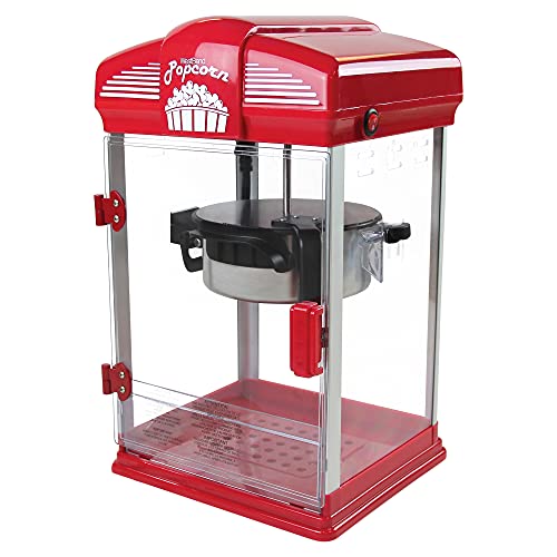 West Bend Stir Crazy Movie Theater Popcorn Popper with Nonstick Popcorn Kettle, Measuring Tool and Popcorn Scoop for Gourmet Popcorn Machine , 4 Qt., Red
