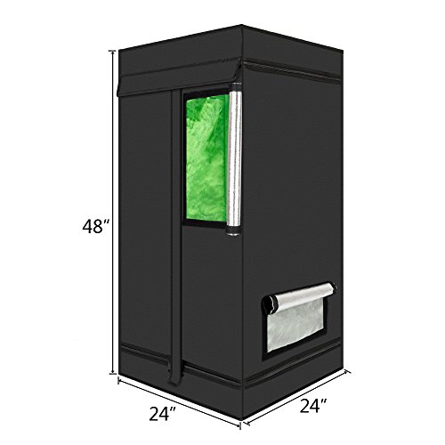 Valuebox 24'x 24' x 48' Mylar Hydroponic Grow Tent with Viewing Window and Light Save for Indoor Plant Growing 2x2x4 Feet