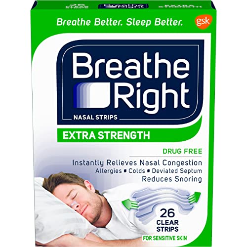 Breathe Right | Extra Strength | Tan Nasal Strips | Help Stop Snoring | Drug-Free Solution & Instant Nasal Congestion Relief Caused by Colds & Allergies | 26 Count