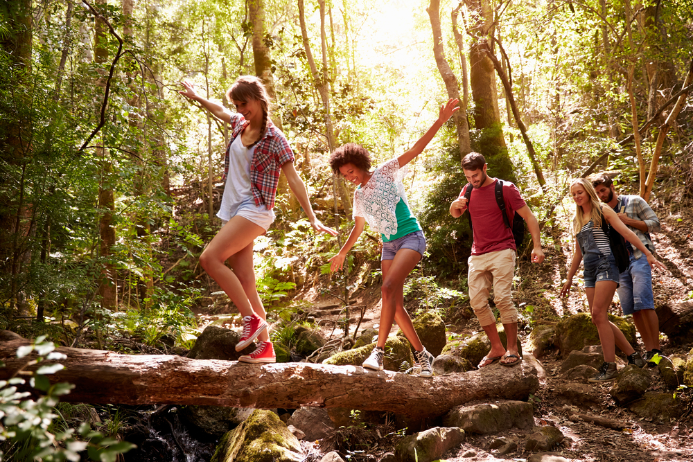 hiking with friends